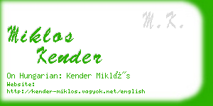 miklos kender business card